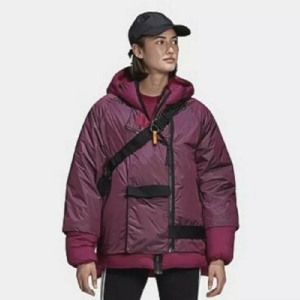 Adidas Maroon Hooded Puffer Jacket